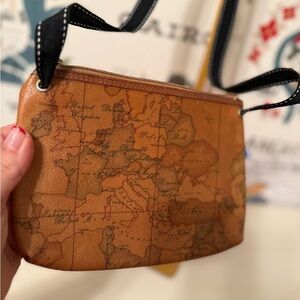 Alviero Martini Tan Map Print Crossbody Bag
